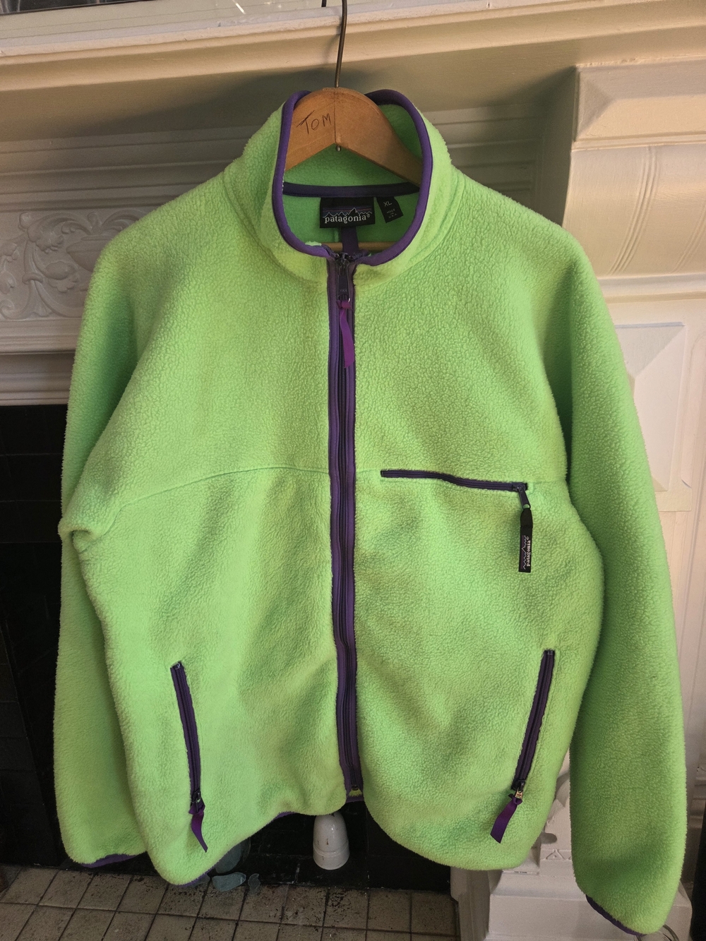 VTG 1990s Patagonia lime green Synchilla fleece jacket - XL Made in USA